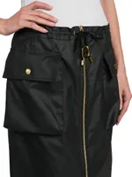 Coated Cargo Midi-Skirt