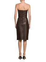 Leather Strapless Bustier Midi-Dress