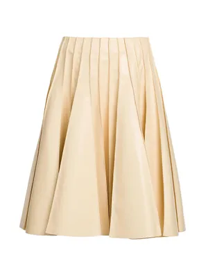 Leather Plissé Midi-Skirt