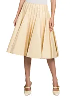 Leather Plissé Midi-Skirt