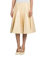 Leather Plissé Midi-Skirt