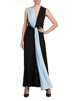 Two-Tone Draped Gown