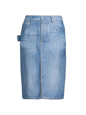 Faded Denim-Like Pencil Skirt