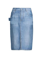 Faded Denim-Like Pencil Skirt