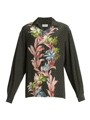 Floral Silk Button-Front Shirt