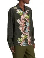 Floral Silk Button-Front Shirt