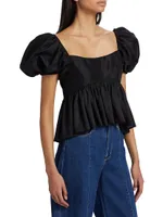 Rory Puff-Sleeve Silk Top