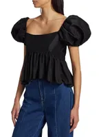 Rory Puff-Sleeve Silk Top