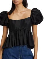 Rory Puff-Sleeve Silk Top