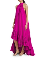 Lucas Ruffled Silk High-Low Gown