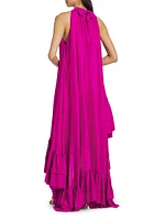 Lucas Ruffled Silk High-Low Gown