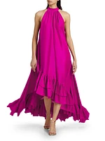 Lucas Ruffled Silk High-Low Gown