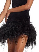 Fiora Feather-Embellished Velvet Minidress