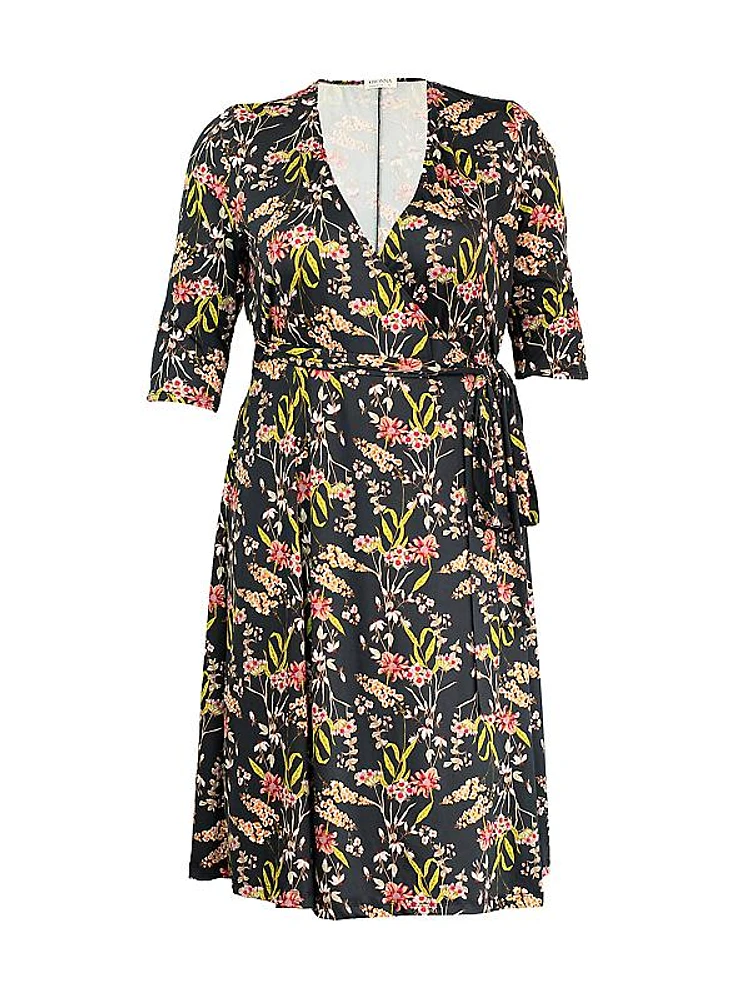 Floral Wrap Midi-Dress