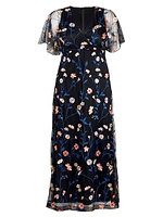 Embroidered Elegance Floral Gown