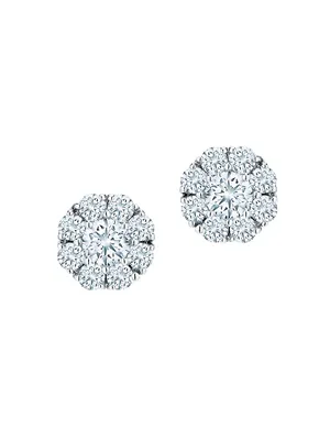 Snowflake 18K White Gold & 0.92 TCW Diamond Halo Stud Earrings