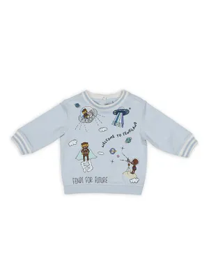 Baby Girl's Teddy Bear Print Sweatshirt