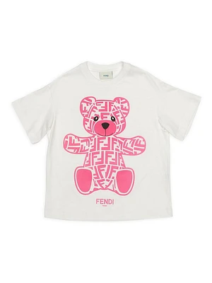 Little Girl's & Embossed FF Bear Graphic T-Shirt