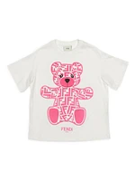 Little Girl's & Girl's Embossed FF Bear Graphic T-Shirt