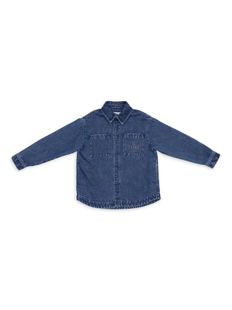 Boy's Logo Embroidered Denim Shirt Jacket