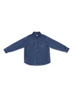 Boy's Logo Embroidered Denim Shirt Jacket