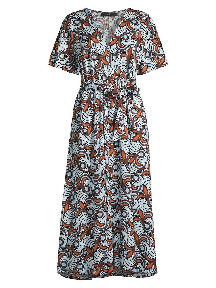 Papiro Cotton Geometric Swirl Midi Dress