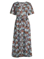 Papiro Cotton Geometric Swirl Midi Dress