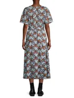 Papiro Cotton Geometric Swirl Midi Dress