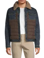 Shearling-Trimmed Denim Jacket