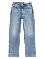 Harlow Jeweled Mid-Rise Straight Ankle Jeans