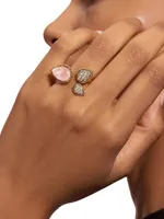 Serpent Bohème 18K Rose Gold, Pink Quartz & 0.49 TCW Diamond Cuff Ring