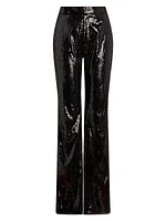 Sequin Straight-Leg Pants