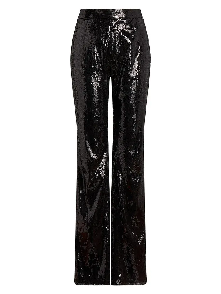 Sequin Straight-Leg Pants