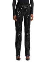 Sequin Straight-Leg Pants