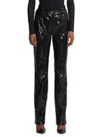 Sequin Straight-Leg Pants