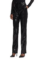 Sequin Straight-Leg Pants