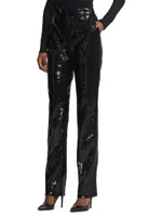 Sequin Straight-Leg Pants