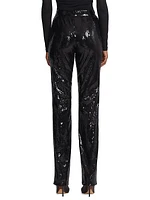 Sequin Straight-Leg Pants