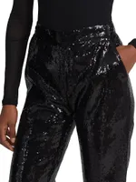 Sequin Straight-Leg Pants