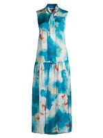 Watercolor Crepe Midi Dress