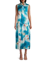 Watercolor Crepe Midi Dress