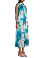 Watercolor Crepe Midi Dress