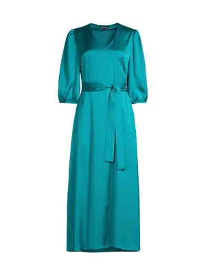 Satin Tie-Waist Midi-Dress