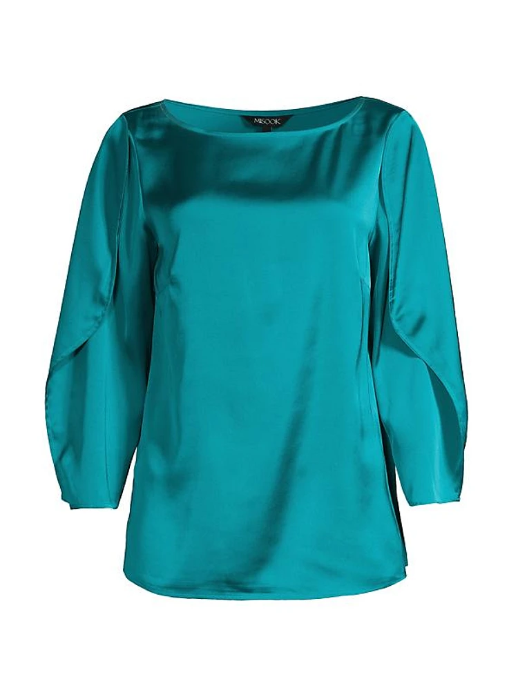 Crepe De Chine Ruffle-Sleeve Blouse