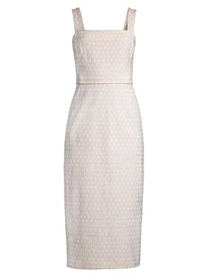 Geometric Linen-Blend Sheath Dress