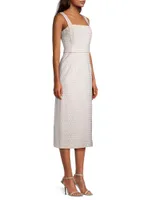 Geometric Linen-Blend Sheath Dress