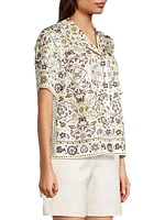 Silk Paisley Short-Sleeve Shirt