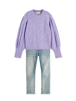 Little Girl's & Girl's Voluminous Sleeve Sweater