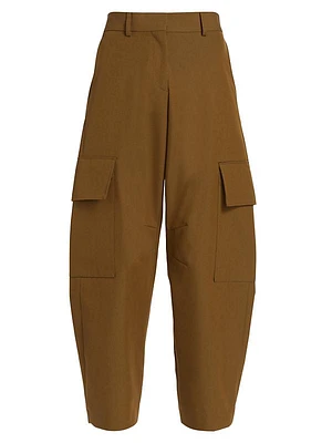 Wide-Leg Cotton-Blend Cargo Pants