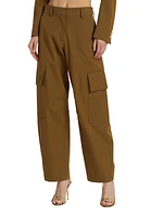 Wide-Leg Cotton-Blend Cargo Pants